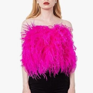 Bold Pink Feather Crop Top